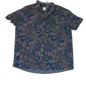 Rowan Short Sleeve Shirt Mens XL Button Up Pockets‎ Blue Floral